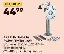 Princess Auto 1,000 lb Bolt-On Swivel Trailer Jack offer