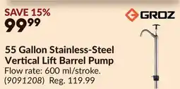 Princess Auto 55 Gallon Stainless-Steel Vertical LiftBarrel Pump offer
