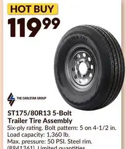 Princess Auto ST175/80R13 5-Bolt Trailer Tire Assembly offer