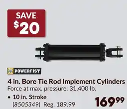 Princess Auto 10 in. Stroke 4 in. Bore Tie Rod Implement Cylinders offer