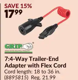 Princess Auto 7:4-Way Trailer-End Adapter with Flex Cord offer