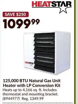 Princess Auto 125,000 BTU Natural Gas Unit Heater with LP Conversion Kit offer