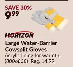 Princess Auto Large Water-Barrier Cowsplit Gloves offer