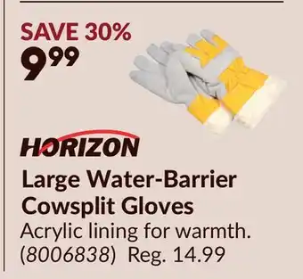 Princess Auto Large Water-Barrier Cowsplit Gloves offer