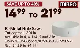 Princess Auto MIBRO Bi-Metal Hole Saws offer