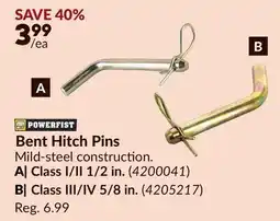 Princess Auto POWERFIST Bent Hitch Pins offer