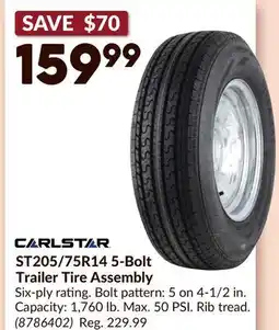 Princess Auto ST205/75R14 5-Bolt Trailer Tire Assembly offer