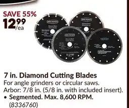 Princess Auto Segmented. Max. 8,600 RPM. 7 in. Diamond Cutting Blades offer