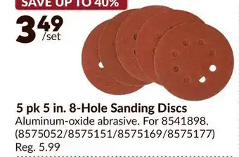Princess Auto 5 pk 5 in. 8-Hole Sanding Discs offer