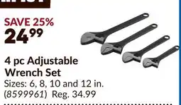 Princess Auto 4 pc Adjustable Wrench Set offer