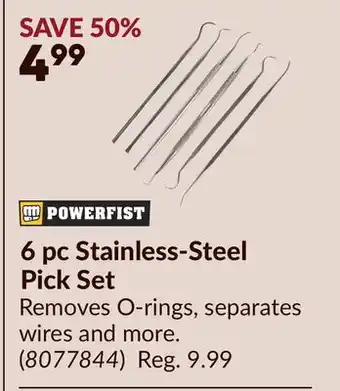 Princess Auto 6 pc Stainless-Steel Pick Set offer