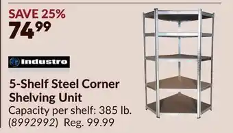 Princess Auto 5-Shelf Steel Corner Shelving Unit offer