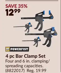 Princess Auto 4 pc Bar Clamp Set offer