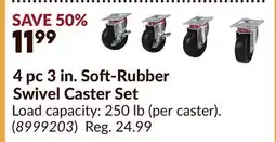 Princess Auto 4 pc 3 in. Soft-Rubber Swivel Caster Set offer