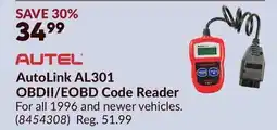 Princess Auto AutoLink AL301 OBDII/EOBD Code Reader offer