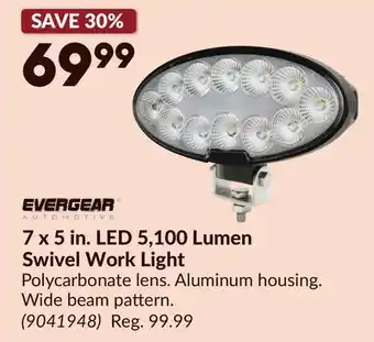 Princess Auto EVERGEAR 7 x 5 in. LED 5,100 Lumen Swivel Work Light offer