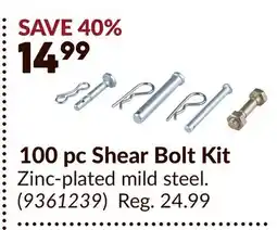 Princess Auto 100 pc Shear Bolt Kit offer
