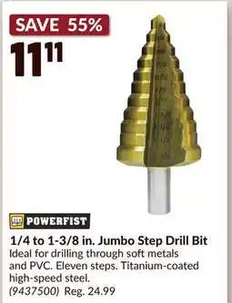 Princess Auto 1/4 to 1-3/8 in. Jumbo Step Drill Bit offer