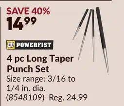 Princess Auto 4 pc Long Taper Punch Set offer