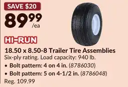 Princess Auto 18.50 x 8.50-8 Trailer Tire Assemblies offer