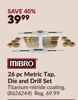 Princess Auto 26 pc Metric Tap, Die and Drill Set offer