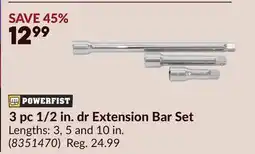 Princess Auto POWERFIST 3 pc 1/2 in. dr Extension Bar Set offer