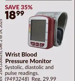 Princess Auto Wrist Blood Pressure Monitor offer