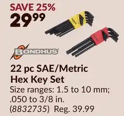 Princess Auto 22 pc SAE/Metric Hex Key Set offer
