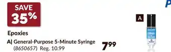 Princess Auto Epoxies General-Purpose 5-Minute Syringe offer