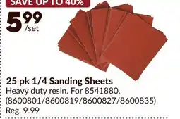 Princess Auto 25 pk 1/4 Sanding Sheets offer