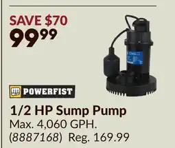 Princess Auto 1/2 HP Sump Pump offer