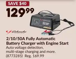 Princess Auto 2/10/50A Fully Automatic Battery Charger with Engine Start offer