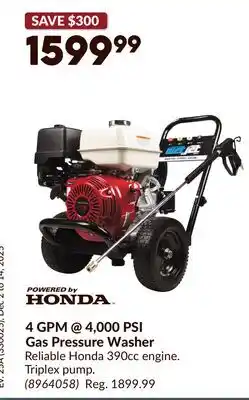 Princess Auto 4 GPM @ 4,000 PSI Gas Pressure Washer offer