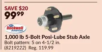Princess Auto 1,000 lb 5-Bolt Posi-Lube Stub Axle offer