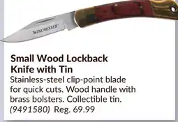 Princess Auto Small Wood Lockback Knife with Tin offer