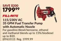 Princess Auto 115/230V AC 35 GPM Fuel Transfer Pump with Automatic Nozzle offer