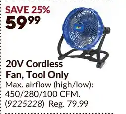 Princess Auto 20V Cordless Fan offer