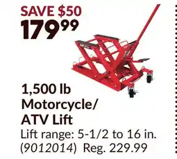 Princess Auto 1,500 lb Motorcycle/ ATV Li offer