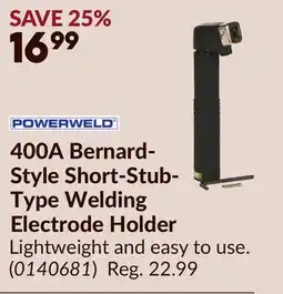 Princess Auto 400A Bernard- Style Short-Stub- Type Welding Electrode Holder offer