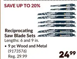 Princess Auto 9 pc Wood and Metal Reciprocating Saw Blade Sets offer