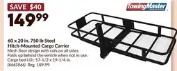Princess Auto 60 x 20 in. 750 lb Steel Hitch-Mounted Cargo Carrier offer