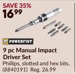Princess Auto 9 pc Manual Impact Driver Set offer