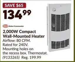 Princess Auto Global Commander 2,000W Compact Wall-Mounted Heater offer