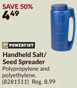 Princess Auto POWERFIST Handheld Salt/ Seed Spreader offer