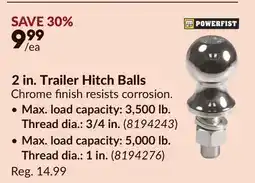 Princess Auto 2 in. Trailer Hitch Balls Chrome finish resists corrosion offer