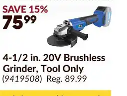 Princess Auto 4-1/2 in. 20V Brushless Grinder offer