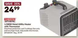 Princess Auto 1,500W Metal Utility Heater with Thermostat offer