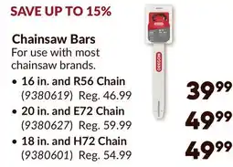 Princess Auto Chainsaw Bars offer