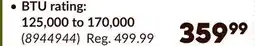 Princess Auto BTU rating: 125,000 to 170,000 offer