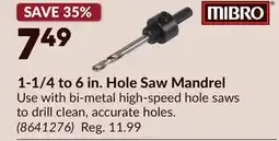 Princess Auto MIBRO 1-1/4 to 6 in. Hole Saw Mandrel offer